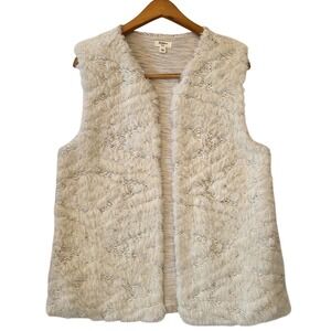 Dylan Los Angeles Women's Sz L Faux‎ Fur Off White Vest Textured Soft NICE